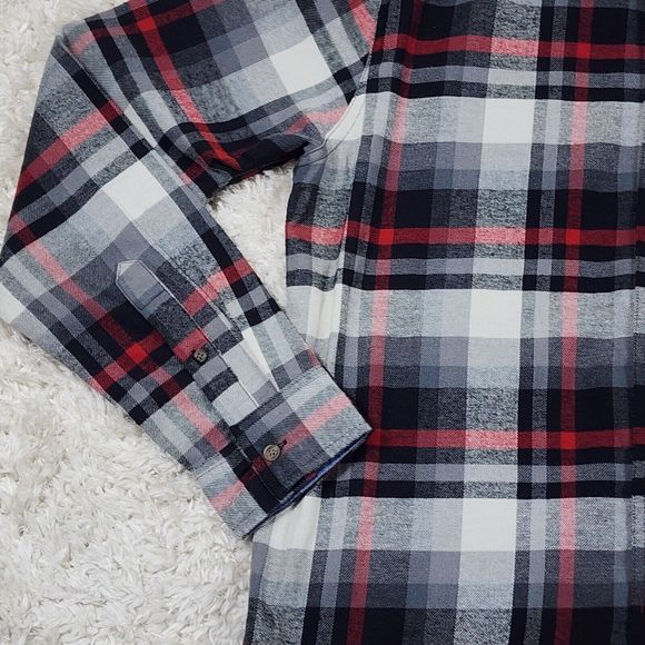 Lee Flannel Shirt Mens Medium Gray Plaid Warm Winter Button Up Long Sleeve - Picture 4 of 11